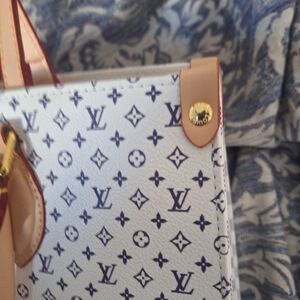 Louis Vuitton White and Blue Monogram Tote